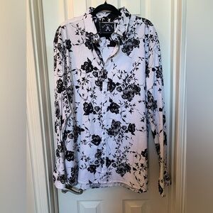 Rock Roll n Soul Cotton Black & White Shirt Long 
Sleeve Button Up Floral Sz 3XL